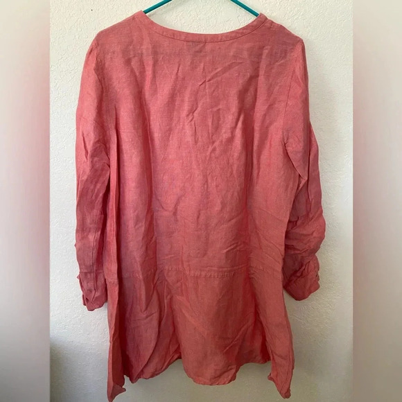 J. Jill NEW Gorgeous Linen Tab-Sleeve Tunic ~ Pink Clove ~ Sz Large - Picture 10 of 12